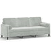 3-seater Sofa with Throw Pillows Light Grey 180 Cm Velvet
