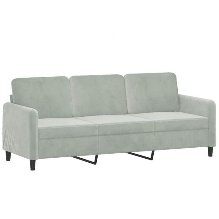 3-seater Sofa with Throw Pillows Light Grey 180 Cm Velvet