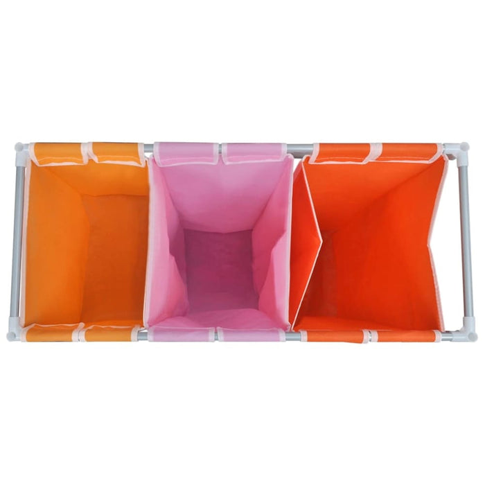 3-section Laundry Sorter Hampers 2 Pcs with a Washing Bin