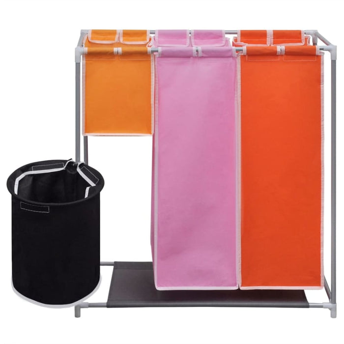 3-section Laundry Sorter Hampers 2 Pcs with a Washing Bin