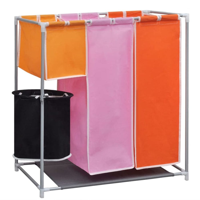 3-section Laundry Sorter Hampers 2 Pcs with a Washing Bin