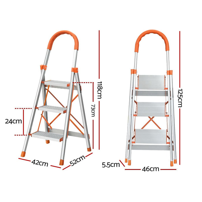 3 Step Ladder Multi - purpose Folding Aluminium Light