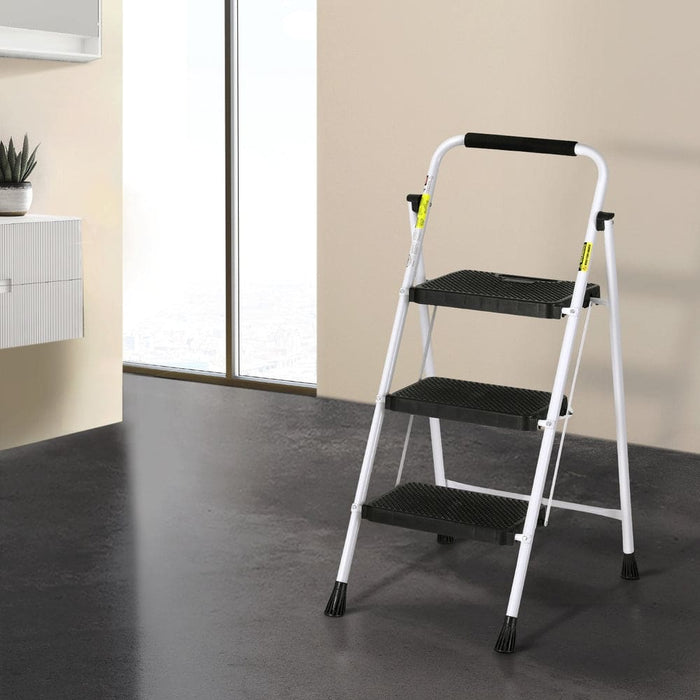 3 Step Ladder Multi-purpose Folding Steel Light Weight