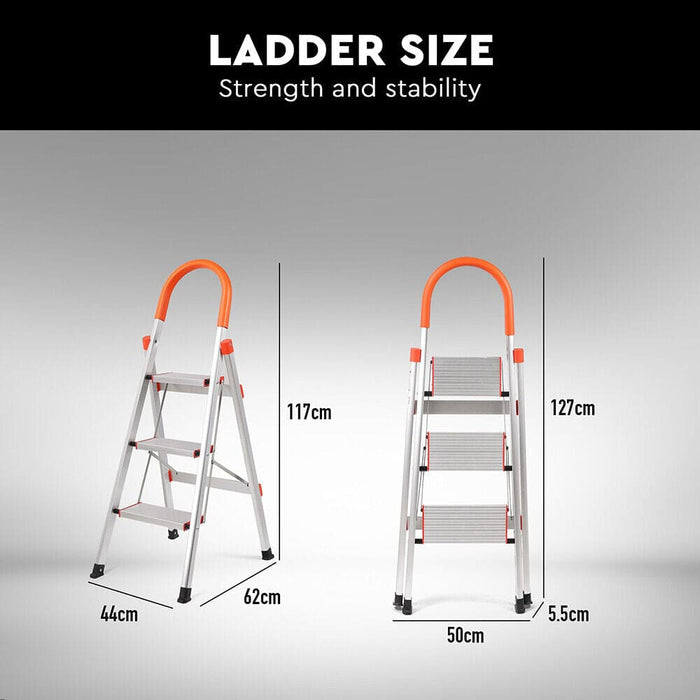 3 Step Ladder Multi Purpose Household Office Foldable Non