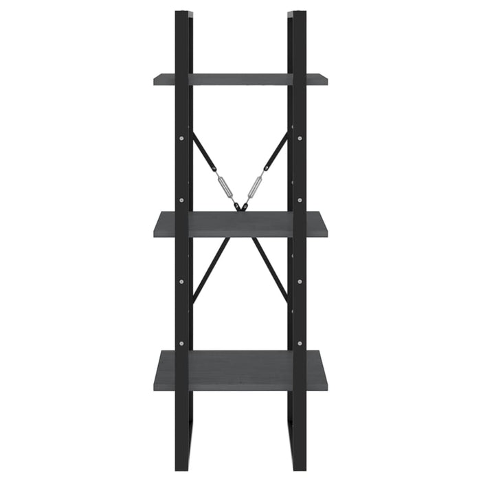 3-tier Book Cabinet Grey 40x30x105 Cm Solid Pinewood Nblaka