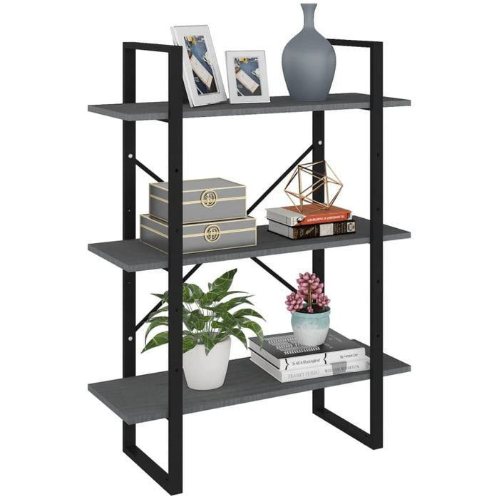 3-tier Book Cabinet Grey 80x30x105 Cm Solid Pine Wood Nblpta
