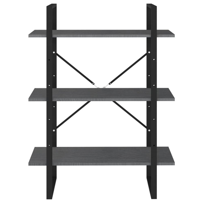 3-tier Book Cabinet Grey 80x30x105 Cm Solid Pine Wood Nblpta