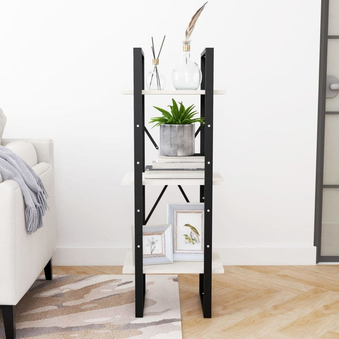 3-tier Book Cabinet White 40x30x105 Cm Solid Pinewood Nblakt