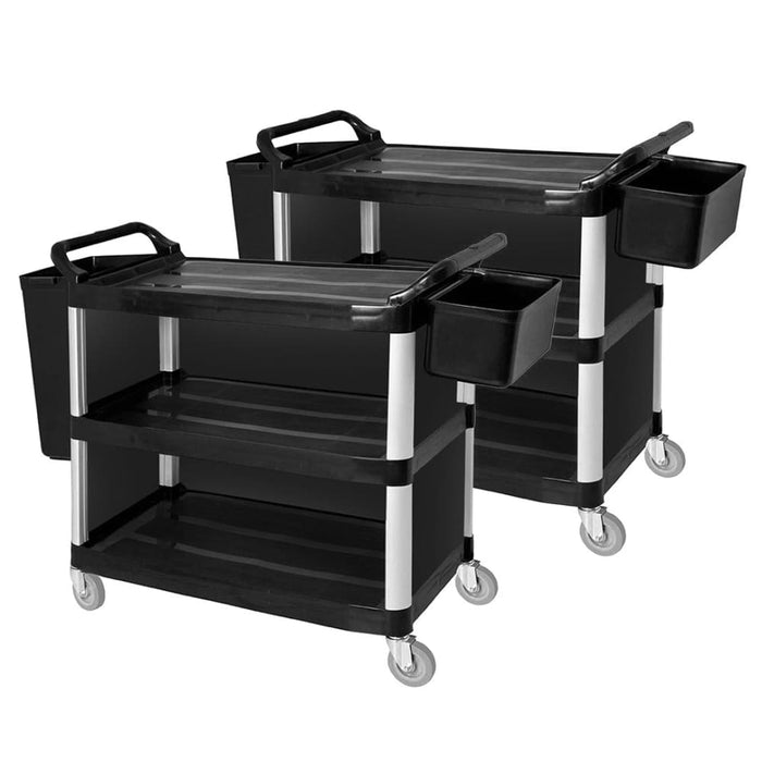2x 3 Tier Covered Food Trolley Waste Cart Storage Mechanic