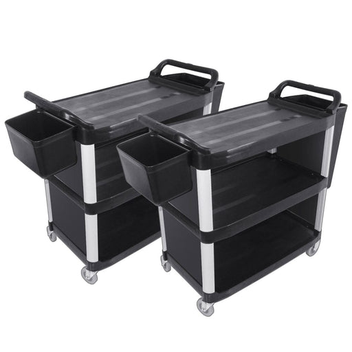 2x 3 Tier Covered Food Trolley Waste Cart Storage Mechanic