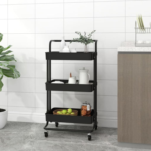 3-tier Kitchen Trolley Black 42x25x83.5 Cm Iron and Abs