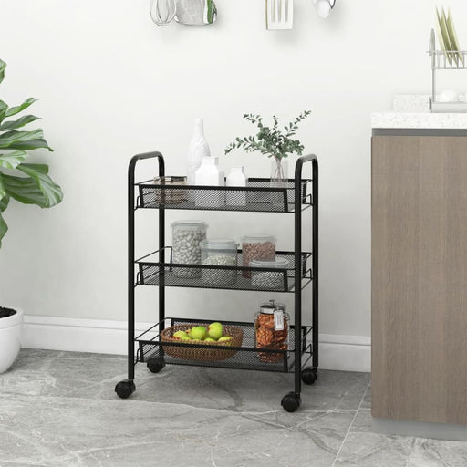 3-tier Kitchen Trolley Black 46x26x64 Cm Iron Ttltxx
