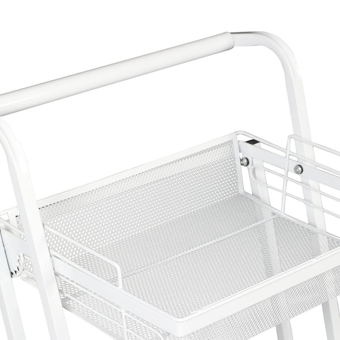 3 Tier Kitchen Trolley Cart Swivel White Colour