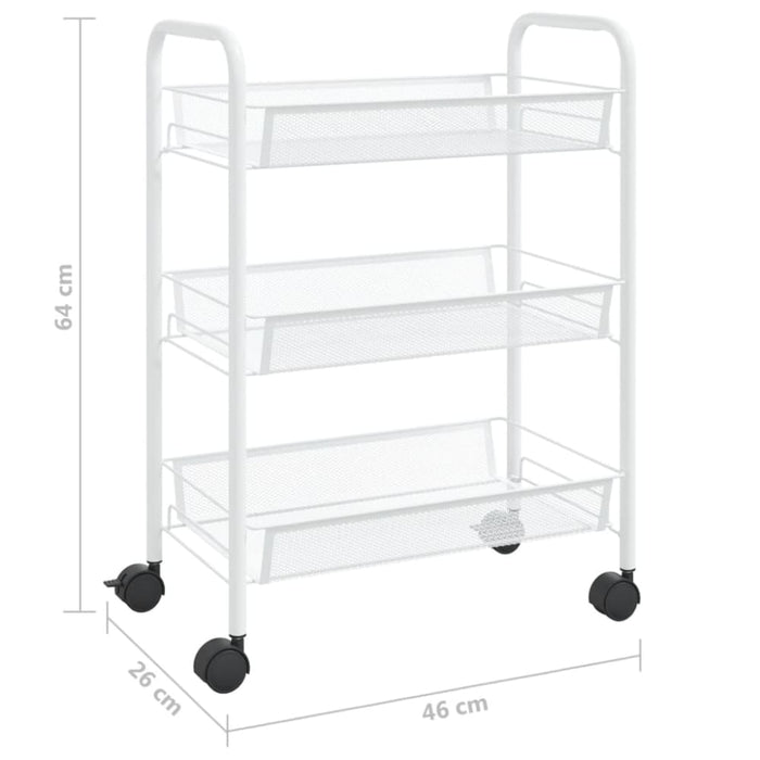 3-tier Kitchen Trolley White 46x26x64 Cm Iron Ttltxt
