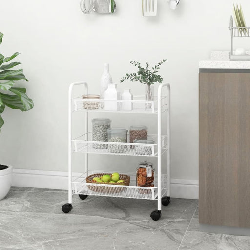 3-tier Kitchen Trolley White 46x26x64 Cm Iron Ttltxt