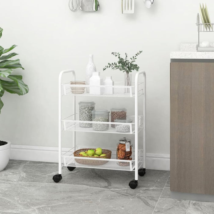 3-tier Kitchen Trolley White 46x26x64 Cm Iron Ttltxt