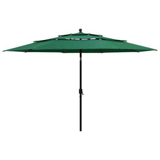 3-tier Parasol with Aluminium Pole Green 3.5 m Totnii