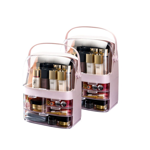 2x 3 Tier Pink Countertop Makeup Cosmetic Storage Organiser