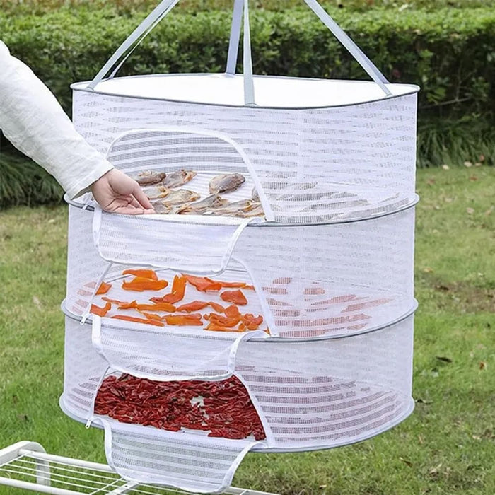 3 Tier Portable Mesh Hanging Dryer for Clothes Herbs Fruits