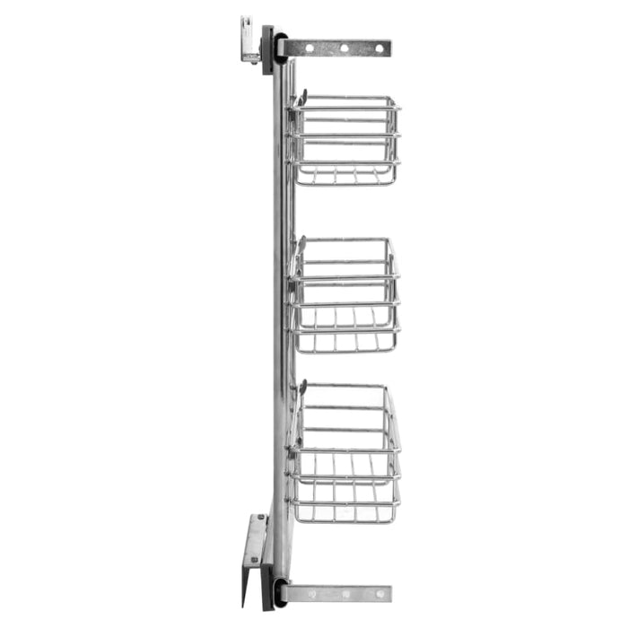 3-tier Pull-out Kitchen Wire Basket Silver 47x15.5x55.5 Cm