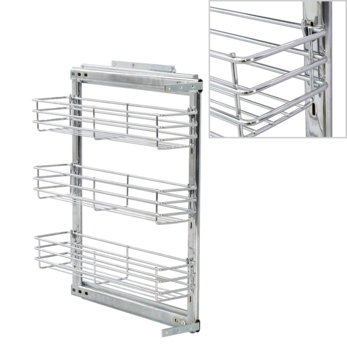 3-tier Pull-out Kitchen Wire Basket Silver 47x15.5x55.5 Cm