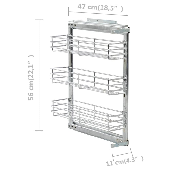 3-tier Pull-out Kitchen Wire Basket Silver 47x15.5x55.5 Cm