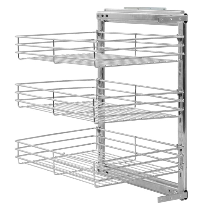 3-tier Pull-out Kitchen Wire Basket Silver 47x35x56 Cm Pbkib
