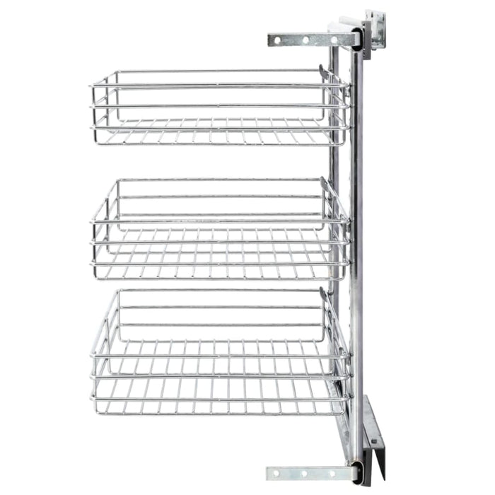 3-tier Pull-out Kitchen Wire Basket Silver 47x35x56 Cm Pbkib