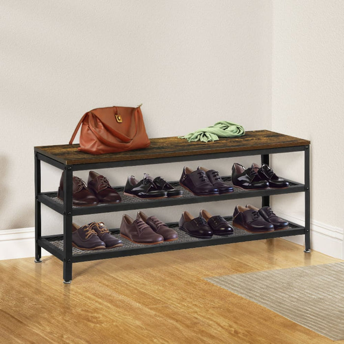3-tier Shoe Rack Bench 100cm