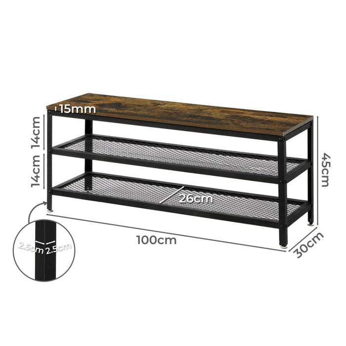 3-tier Shoe Rack Bench 100cm