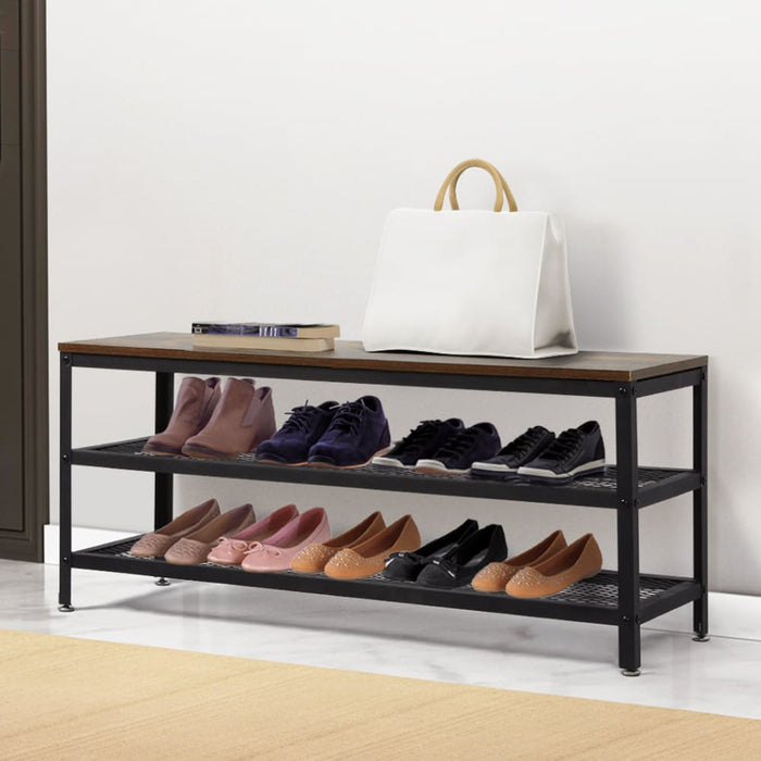 3-tier Shoe Rack Bench 100cm