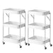 2x 3 Tier Steel White Foldable Kitchen Cart Multi-functional