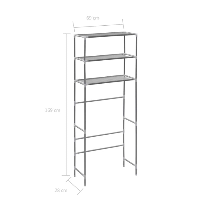 3-tier Storage Rack Over Laundry Machine Silver 69x28x169