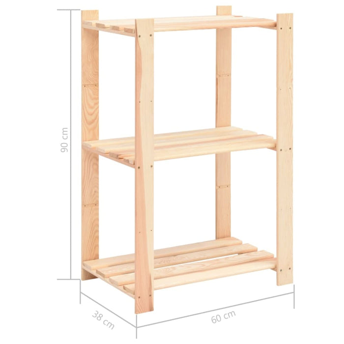 3-tier Storage Racks 2 Pcs 60x38x90 Cm Solid Wood Pine 150