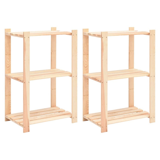 3 - tier Storage Racks 2 Pcs 60x38x90 Cm Solid Wood Pine
