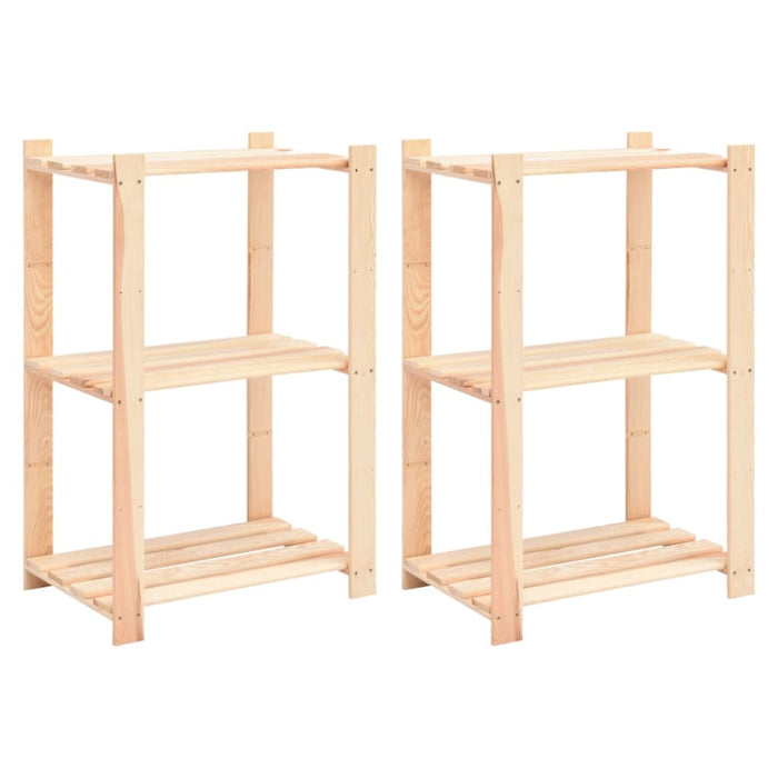 3-tier Storage Racks 2 Pcs 60x38x90 Cm Solid Wood Pine 150