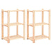 3-tier Storage Racks 2 Pcs 60x38x90 Cm Solid Wood Pine 150