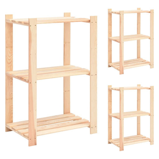 3 - tier Storage Racks 3 Pcs 60x38x90 Cm Solid Wood Pine