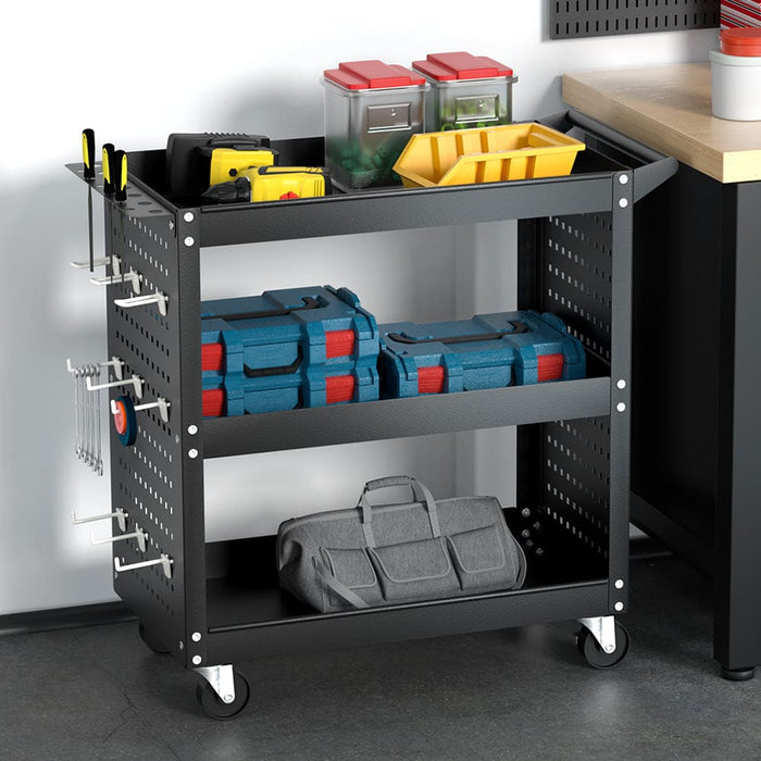 3-tier Tool Cart Storage Trolley Toolbox Workshop Garage
