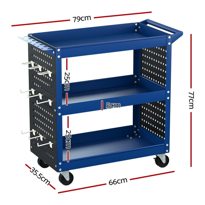 3-tier Tool Trolley Cart Workshop Wheels Mobile Work