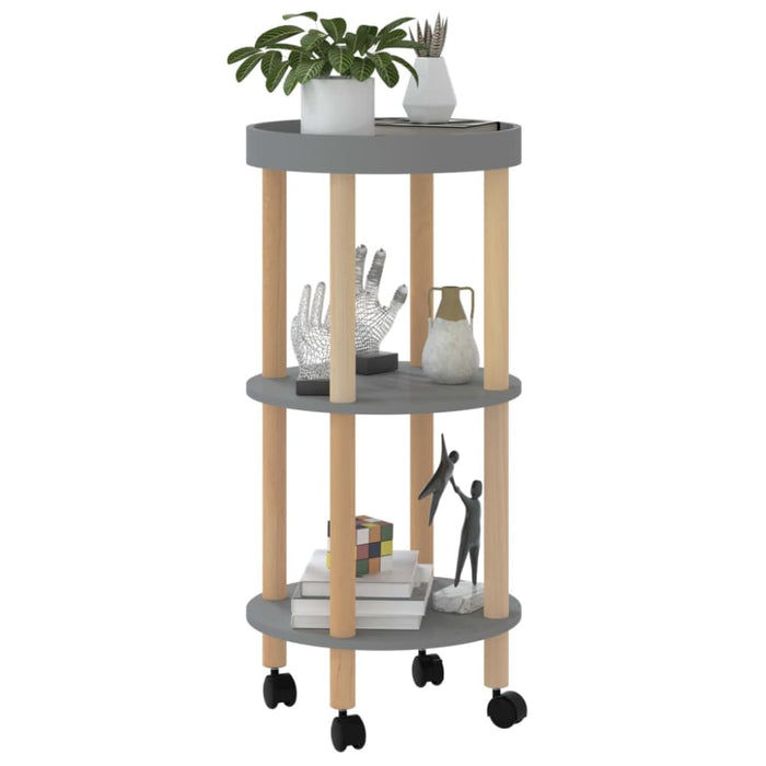 3-tier Trolley Grey 38x38x82cm Engineered Wood&solid Wood