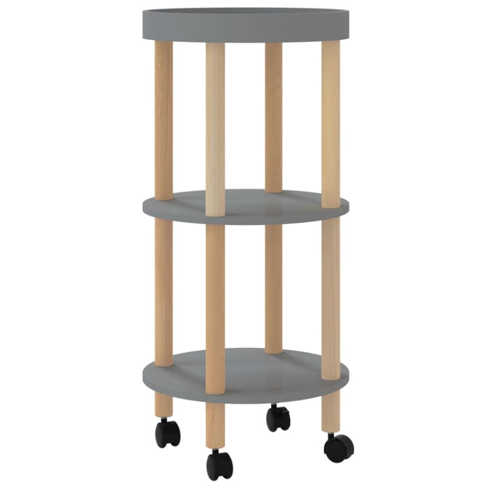 3-tier Trolley Grey 38x38x82cm Engineered Wood&solid Wood