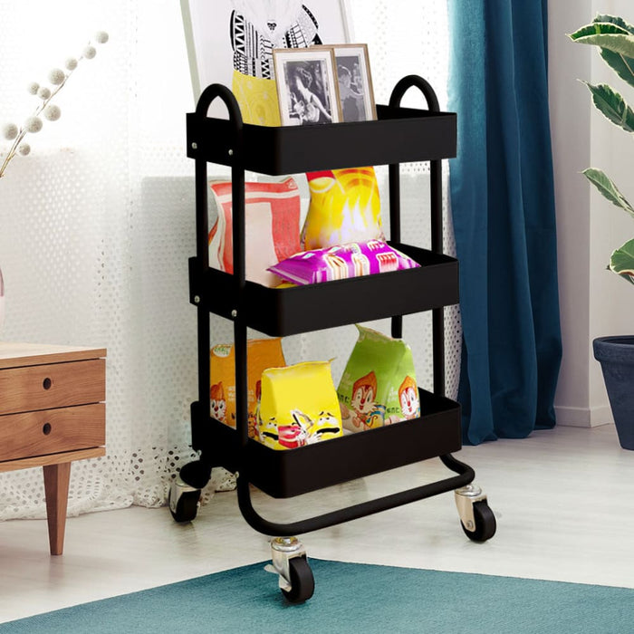 3 Tiers Kitchen Trolley Cart Steel Storage Rack Shelf