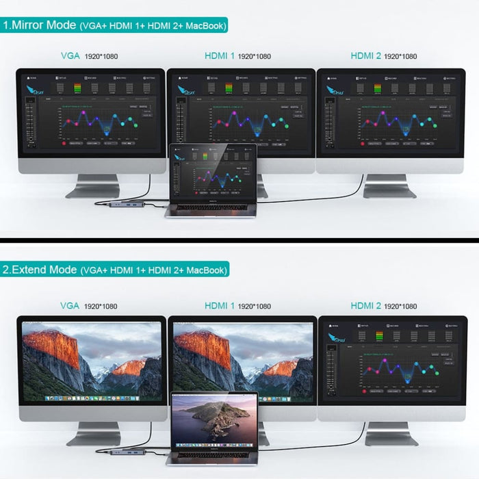 Usb Hub 3.0 Triple Display Dual Hdmi Vga Adapter Splitter