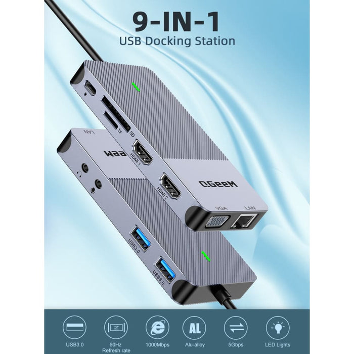 Usb Hub 3.0 Triple Display Dual Hdmi Vga Adapter Splitter