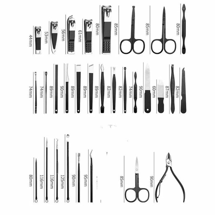 30 Piece Stainless Steel Manicure Kit with Nail Clippers
