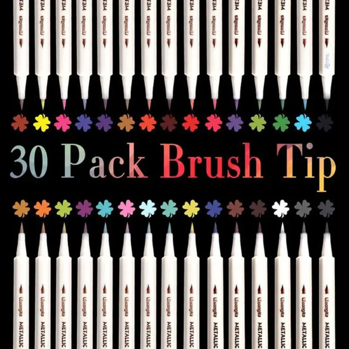 30 Soft Brush Metallic Art Markers Card Making Crafts Rock