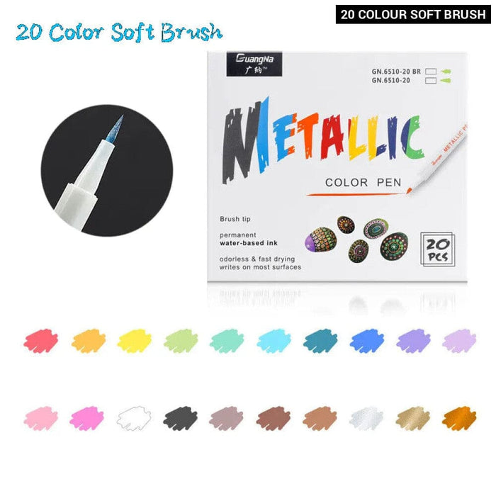 30 Soft Brush Metallic Art Markers Card Making Crafts Rock