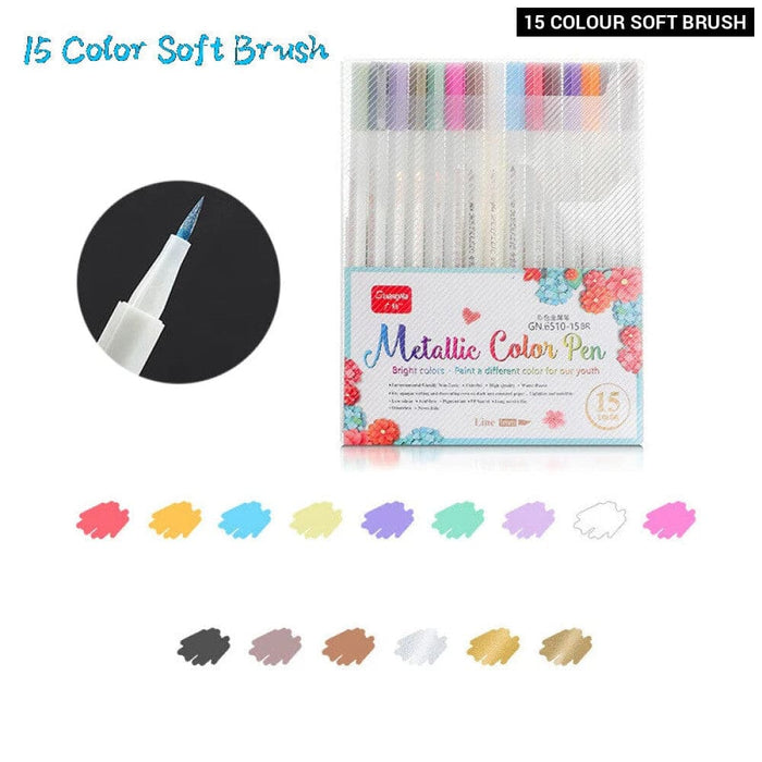 30 Soft Brush Metallic Art Markers Card Making Crafts Rock