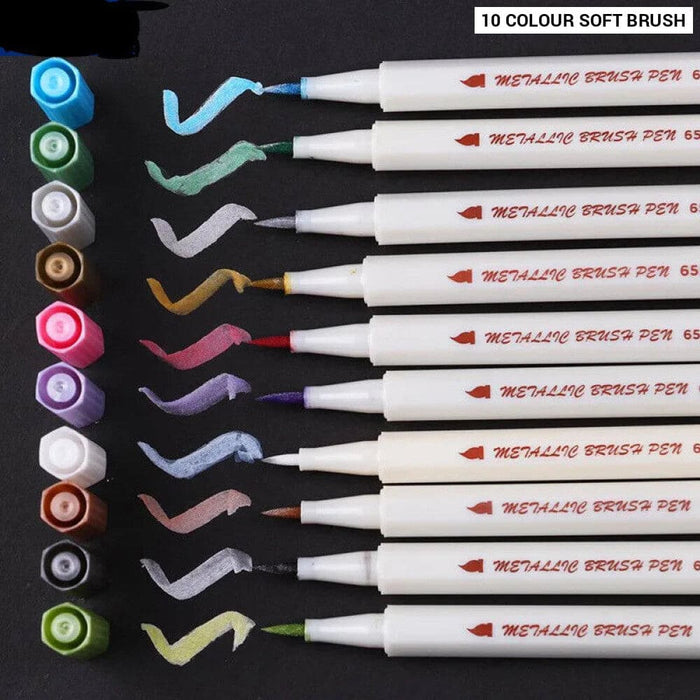 30 Soft Brush Metallic Art Markers Card Making Crafts Rock